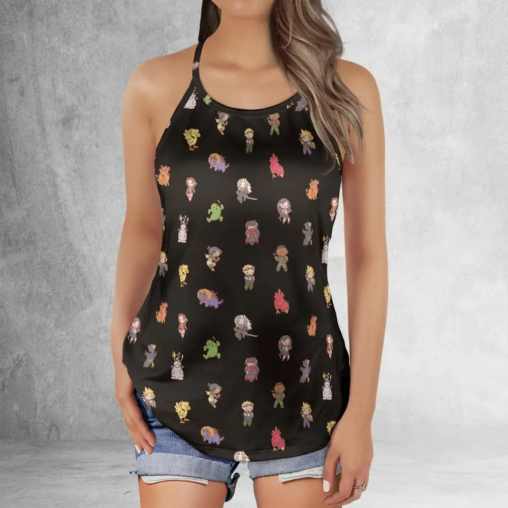 Final Fantasy Characters Pattern Criss Cross Tank Top - 2