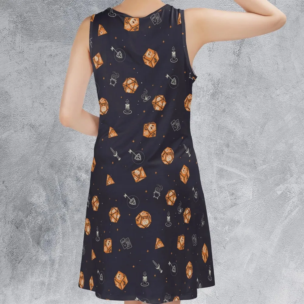 Halloween Dices Pattern Sleeveless Dress - 3