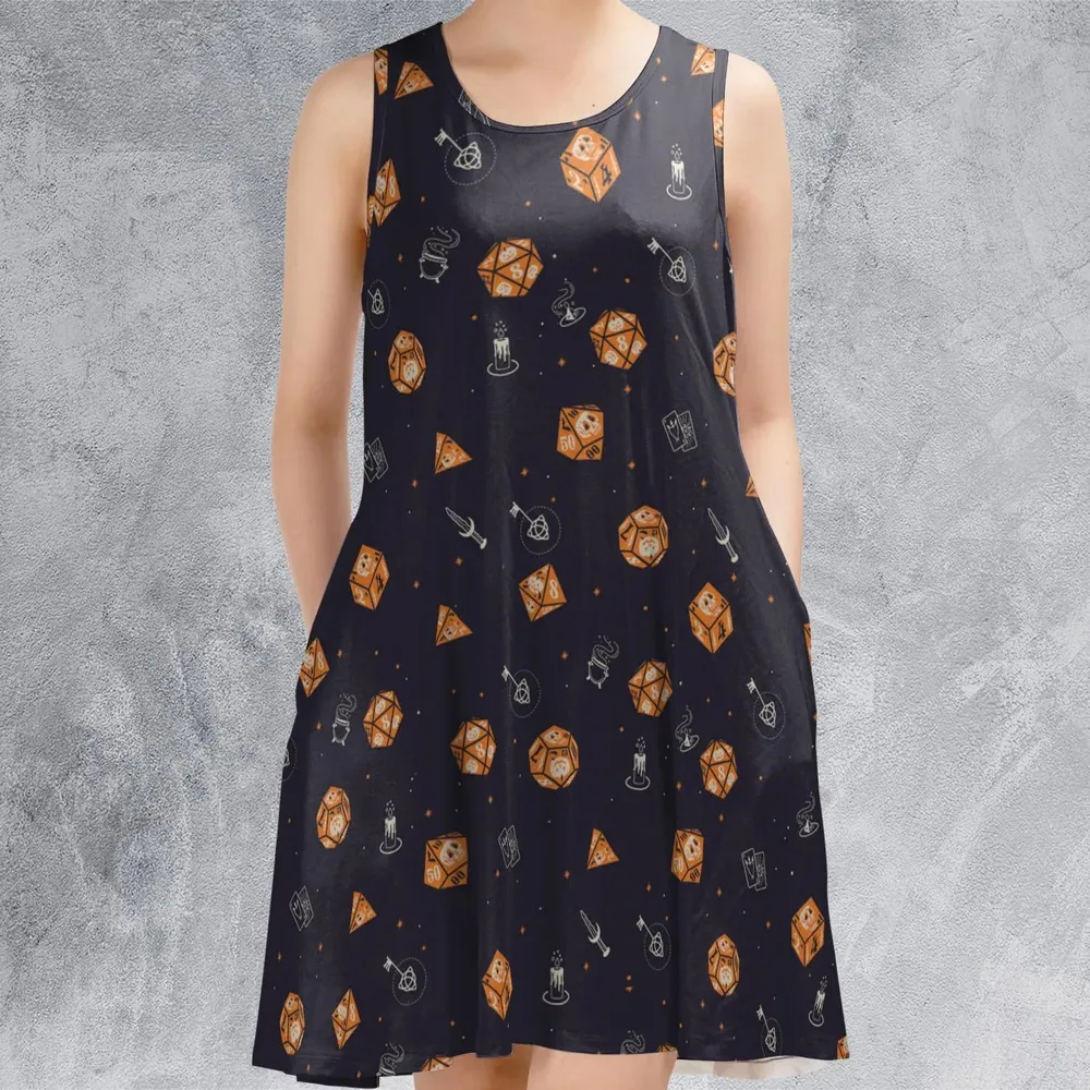 Halloween Dices Pattern Sleeveless Dress - 2