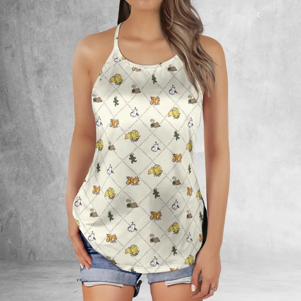 Final Fantasy Sleeping Creatures Pattern Criss Cross Tank Top - 2
