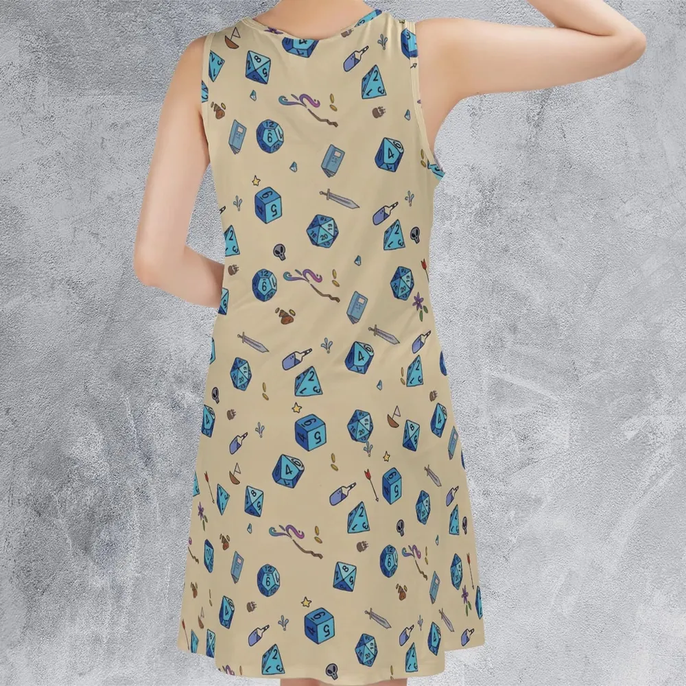 RPG DND Dices Pattern Sleeveless Dress - 3