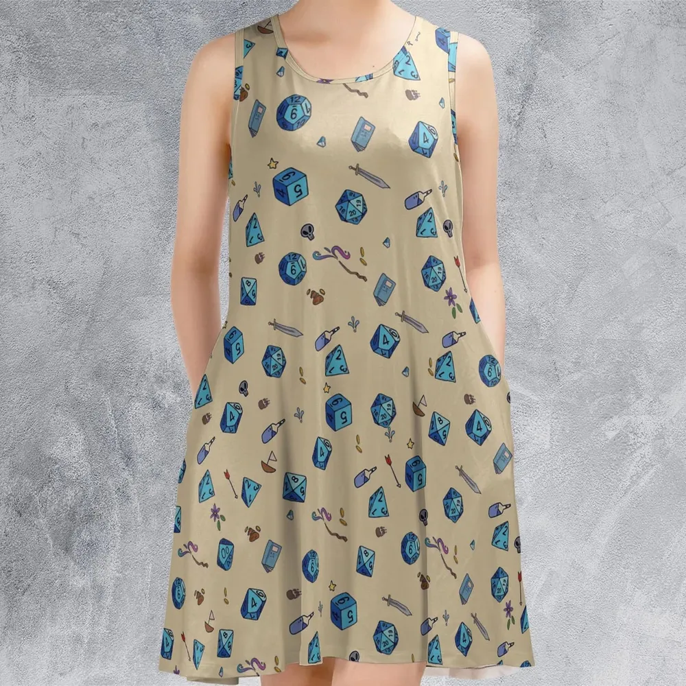 RPG DND Dices Pattern Sleeveless Dress - 2