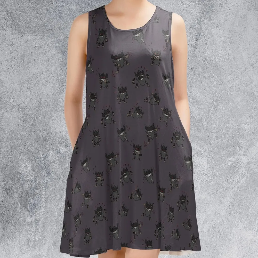 Perrrrrserker Pokemon Pattern Sleeveless Dress - 2