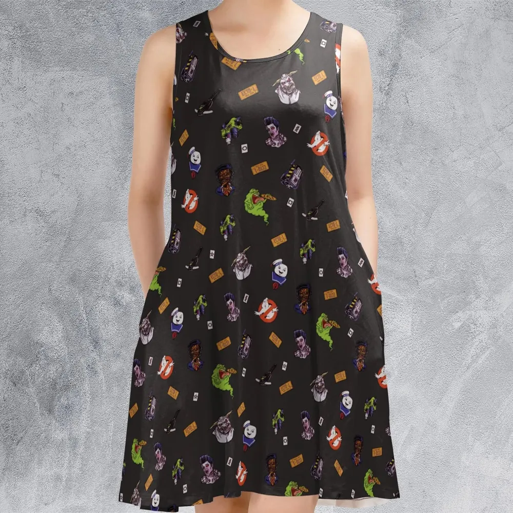 Ghostbusters Pattern Sleeveless Dress - 2