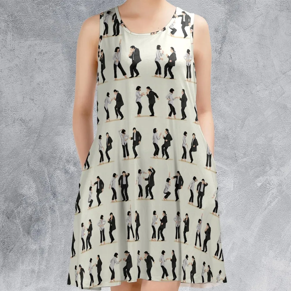 Mia Wallace and Vincent Vega Dance Pulp Fiction Sleeveless Dress - 2