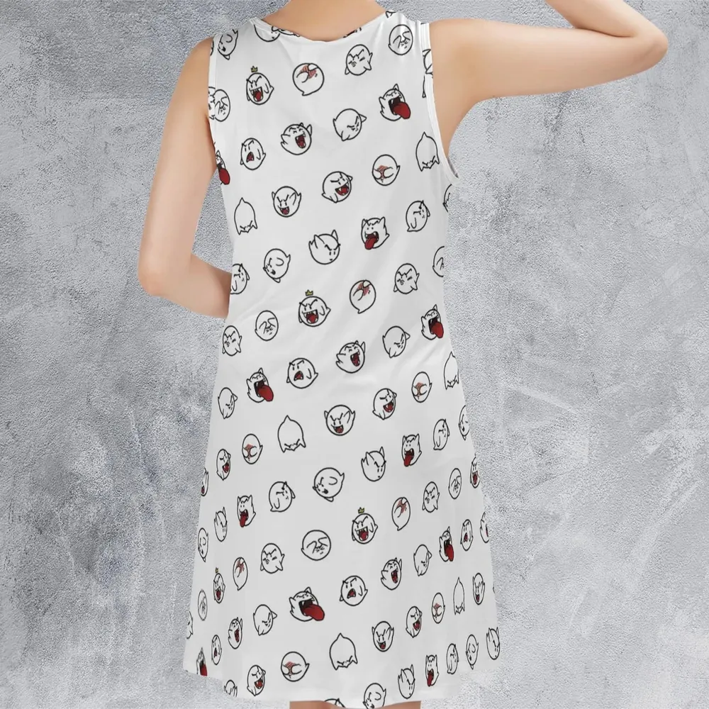 Super Mario Boo Pattern Sleeveless Dress - 3