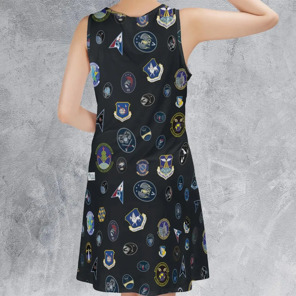 Space Force Squadron Pattern Sleeveless Dress - 3