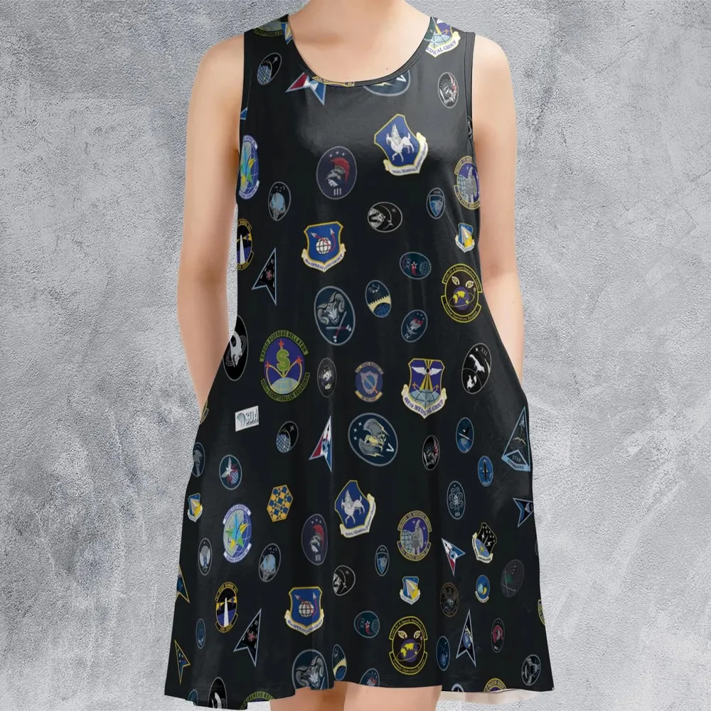 Space Force Squadron Pattern Sleeveless Dress - 2