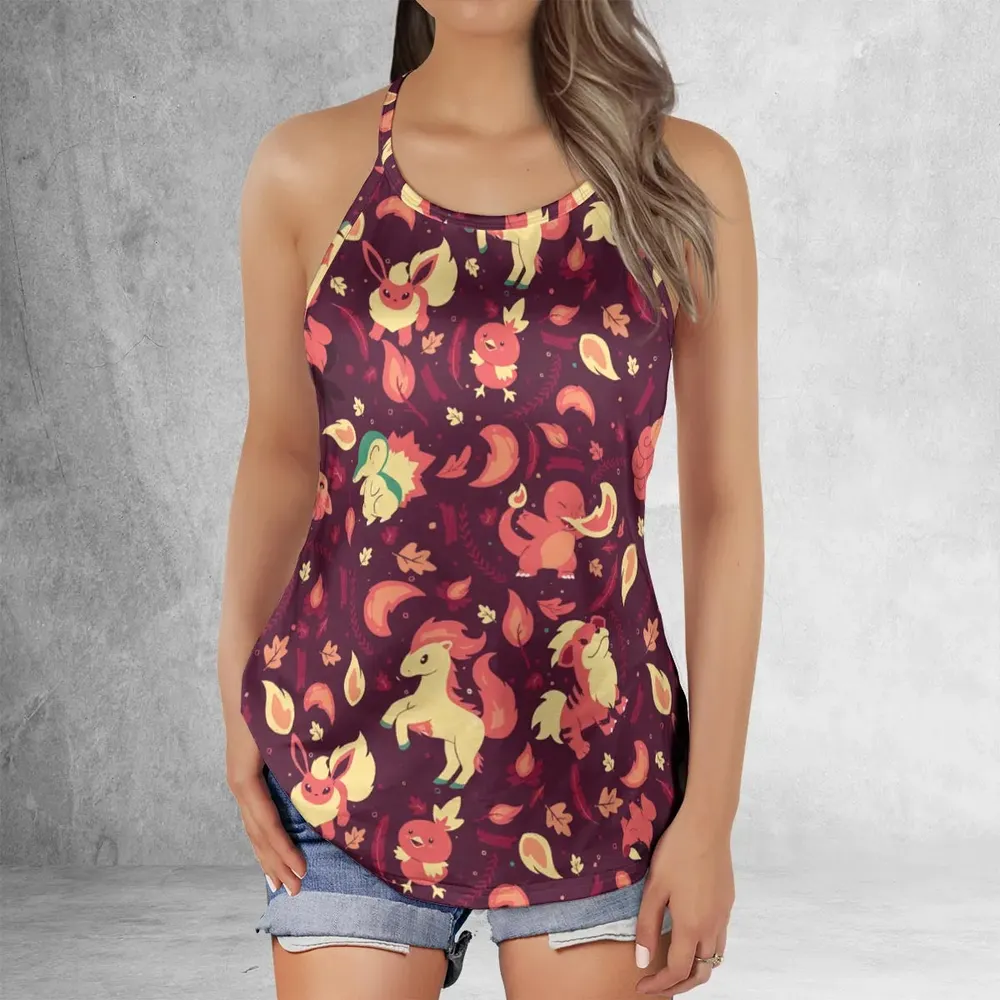 Fire Pokemon Pattern Criss Cross Tank Top - 2