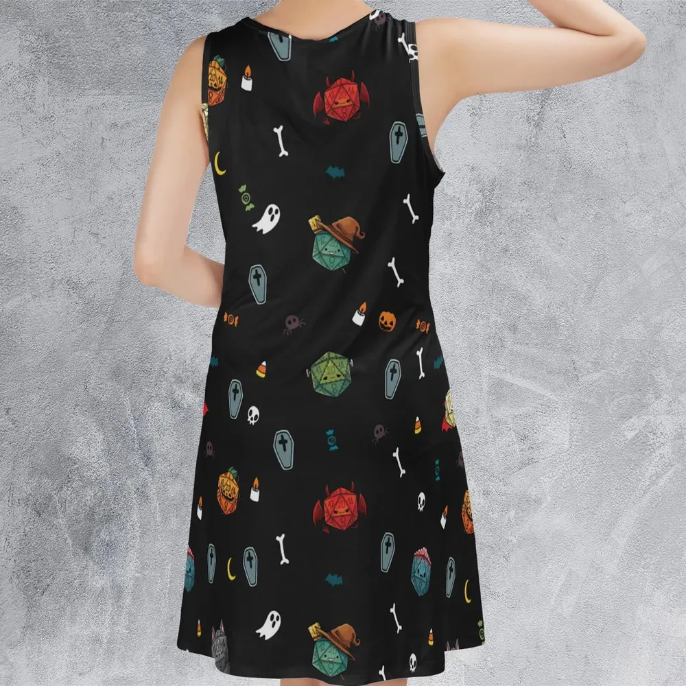 Halloween DND Dices Pattern Sleeveless Dress - 3
