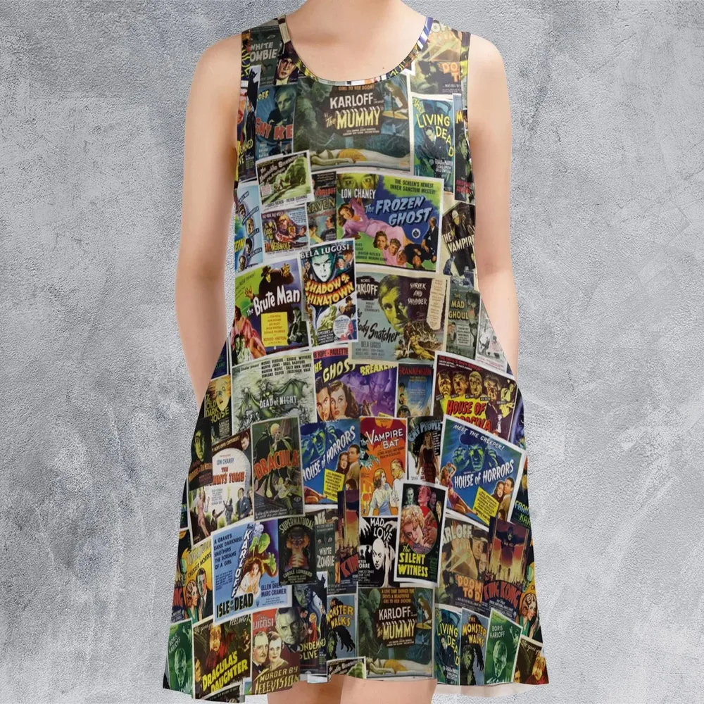 Vintage Horror Movies Sleeveless Dress - 2