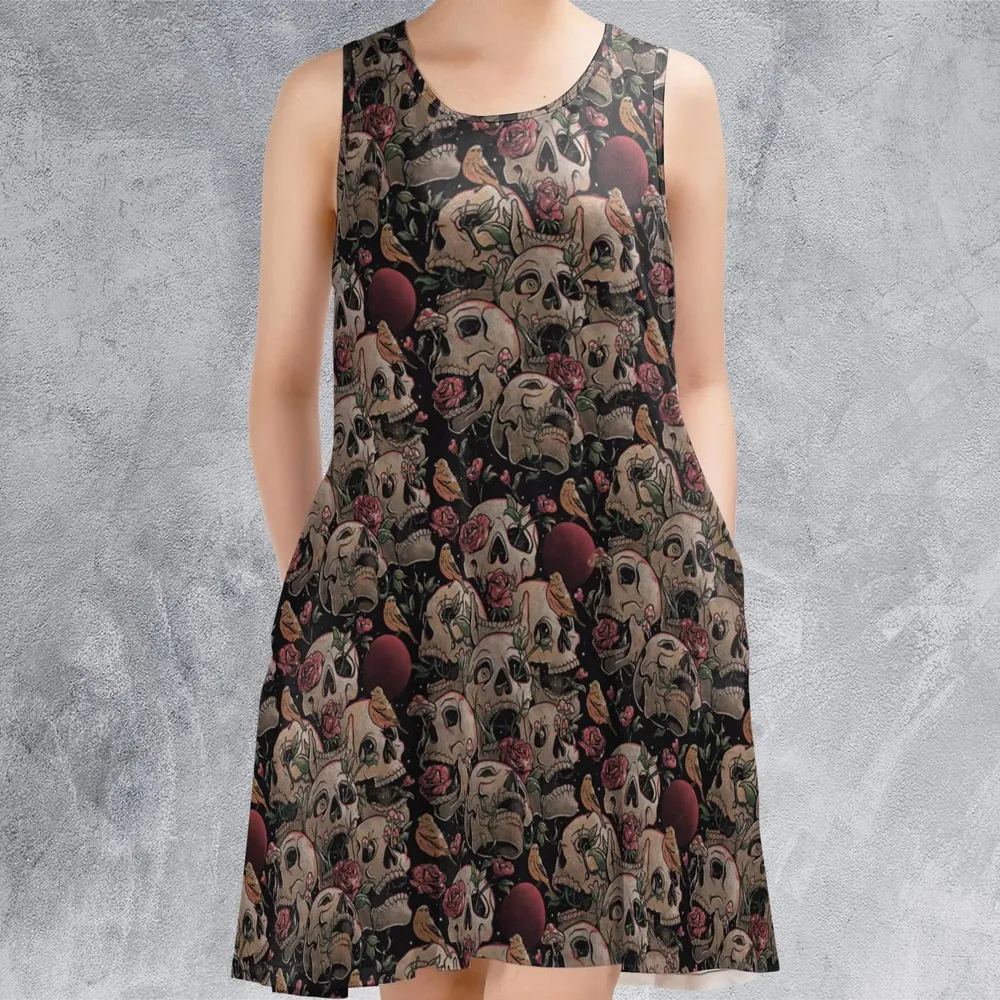 Life Grows Through Death Skull Sleeveless Dress - 2