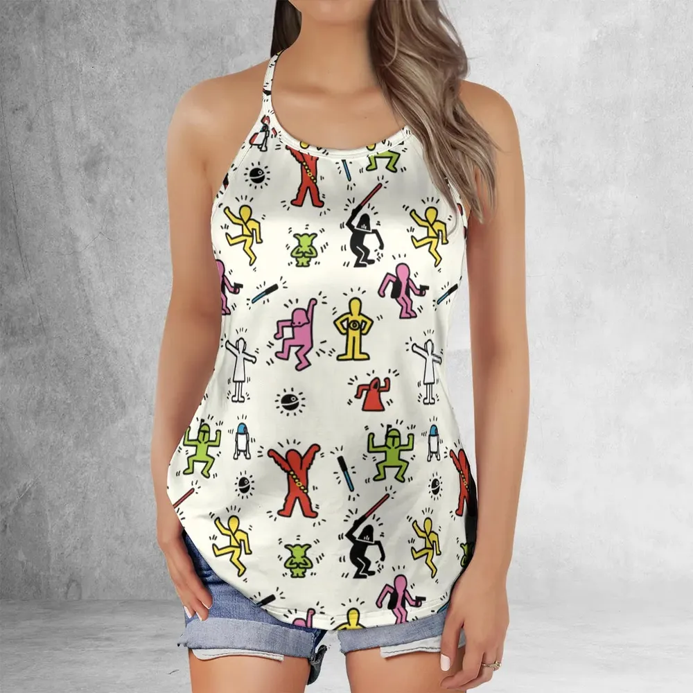 Pop Wars Star Wars Pop Art Pattern Criss Cross Tank Top - 2