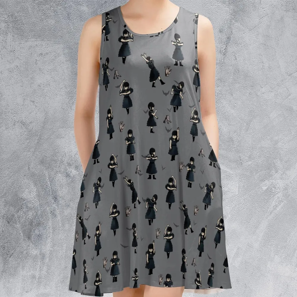 Wednesday Dance Pattern Sleeveless Dress - 2