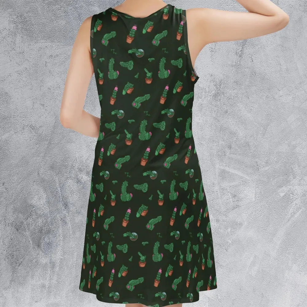 Funny Plants Pattern Sleeveless Dress - 3