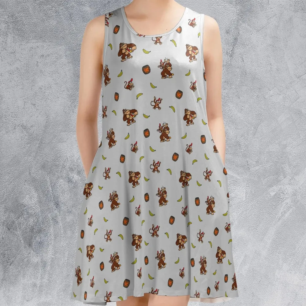 Nintendo Donkey Kong Characters Pattern Sleeveless Dress - 2