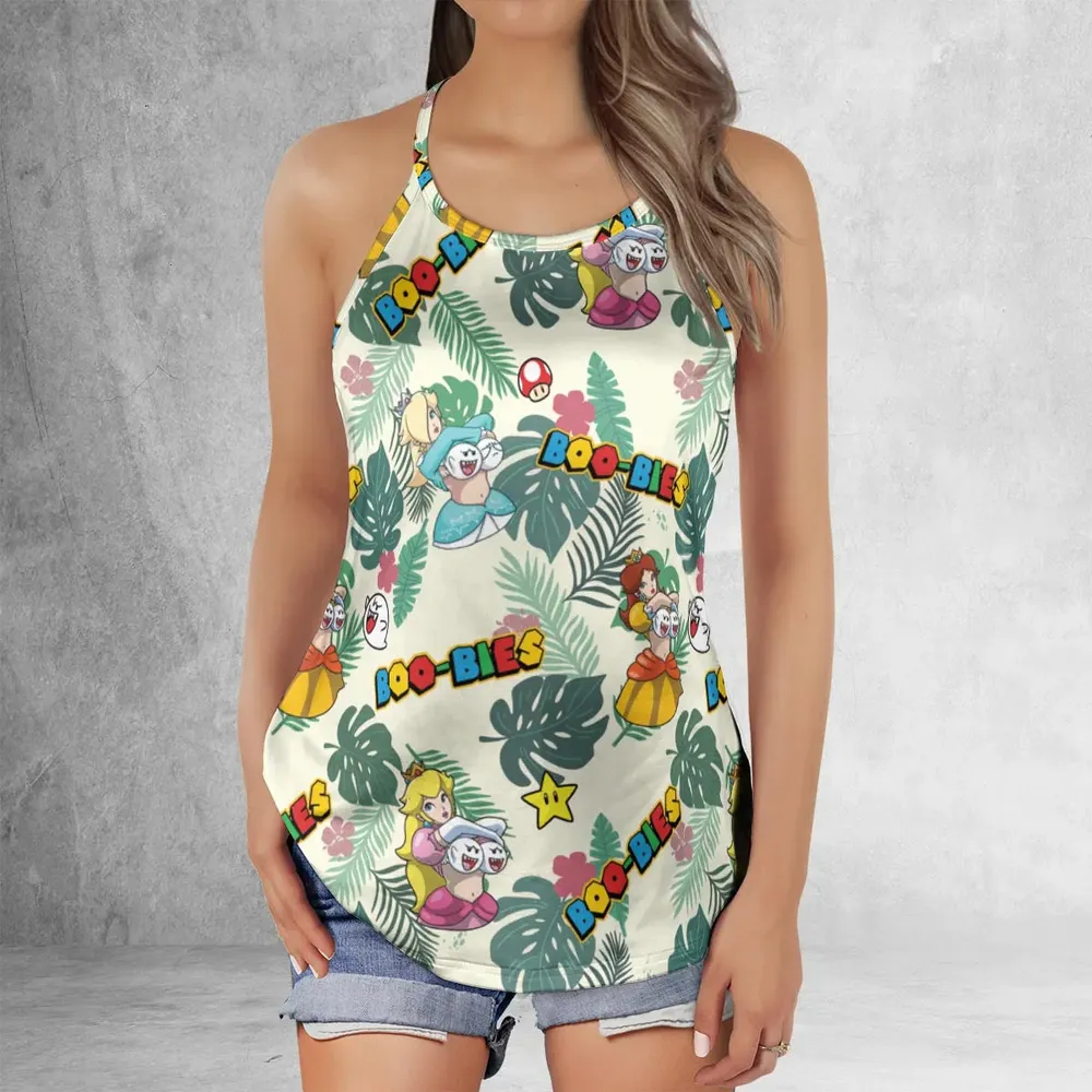 Super Mario Boo-Bies Pattern Criss Cross Tank Top - 2