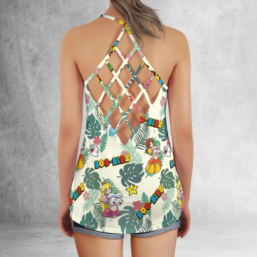 Super Mario Boo-Bies Pattern Criss Cross Tank Top - 3