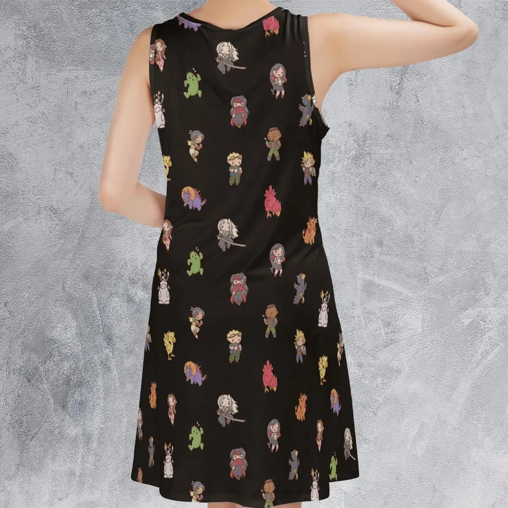 Final Fantasy Characters Pattern Sleeveless Dress - 3
