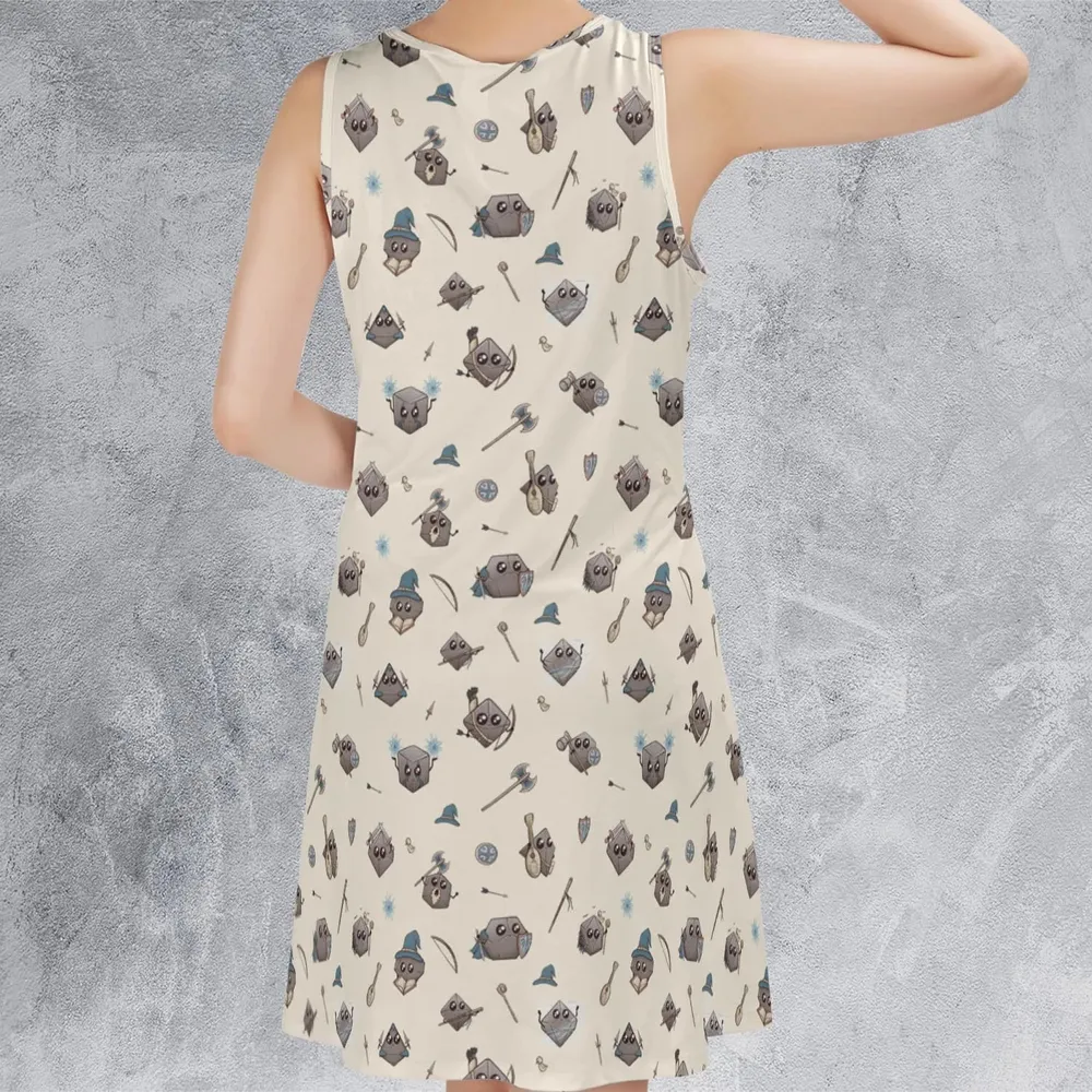 Kawaii Dices DnD Pattern Sleeveless Dress - 3