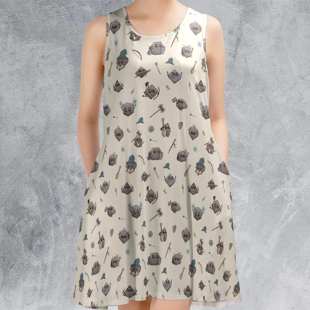 Kawaii Dices DnD Pattern Sleeveless Dress - 2
