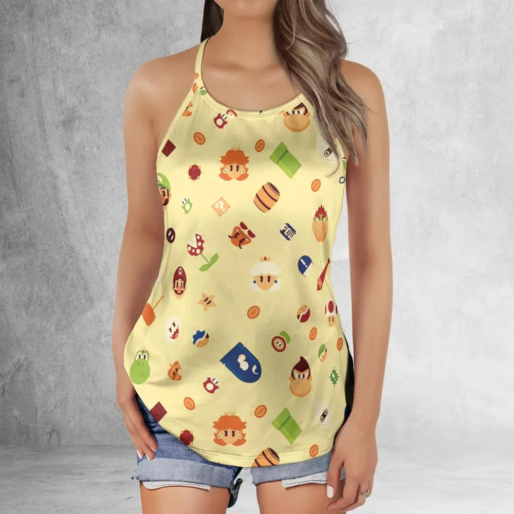 Mario and Friends Pattern Criss Cross Tank Top - 2