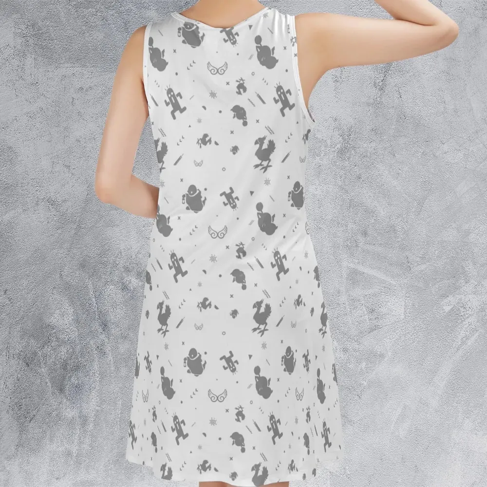 Final Fantasy Creatures Pattern Sleeveless Dress - 3