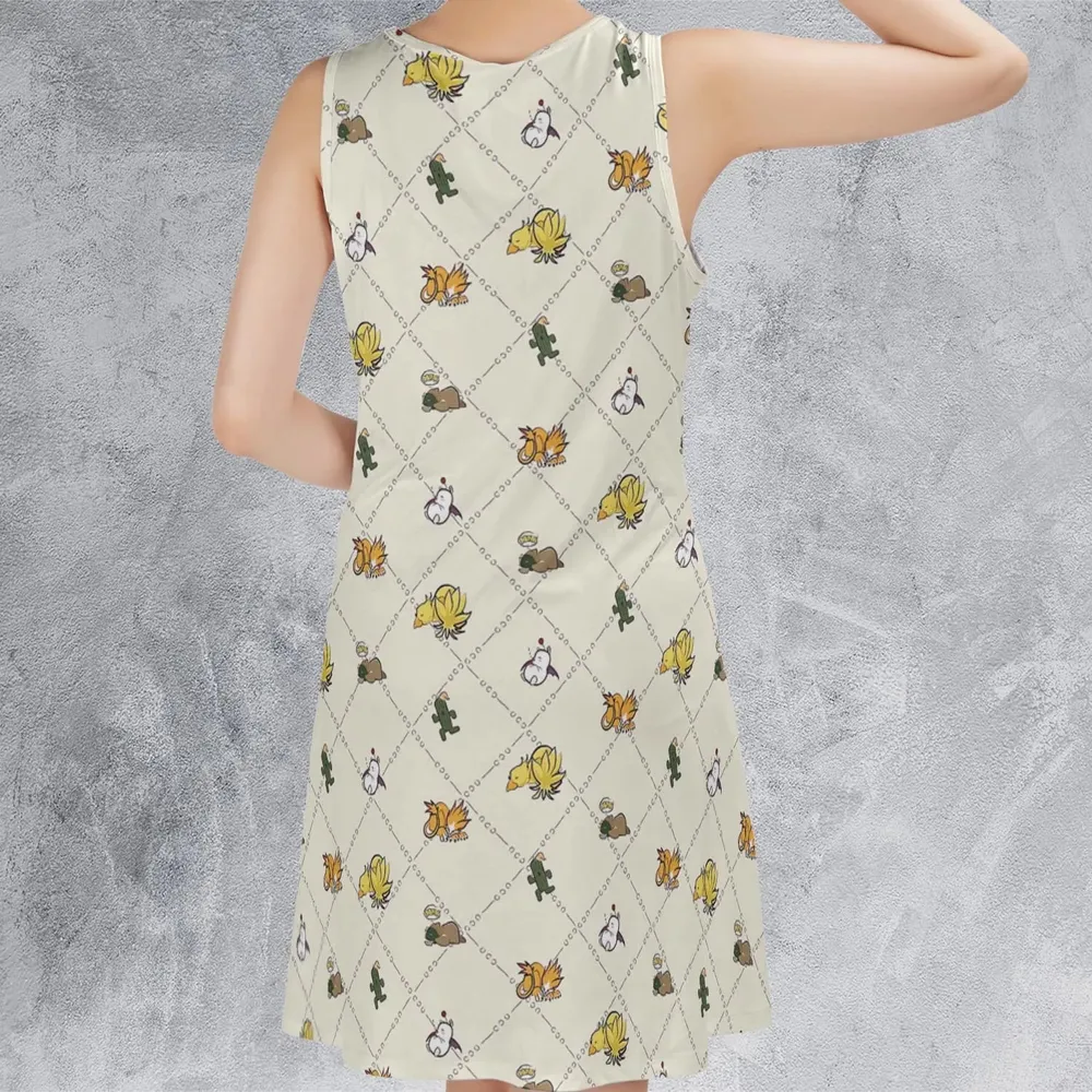 Final Fantasy Sleeping Creatures Pattern Sleeveless Dress - 3