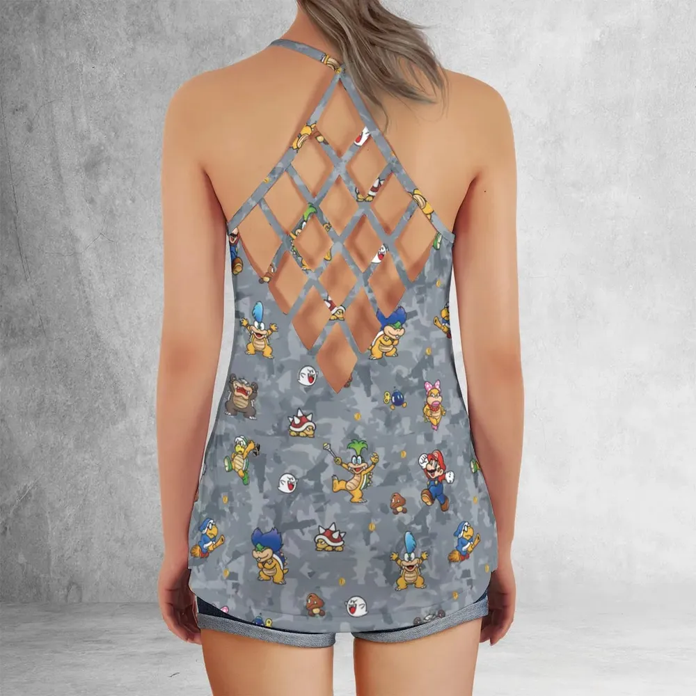 Super Mario Nintendo Video Game Criss Cross Tank Top - 3