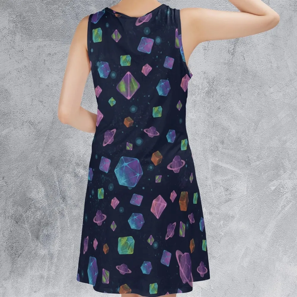 Galaxy Of Dices DnD Pattern Sleeveless Dress - 3