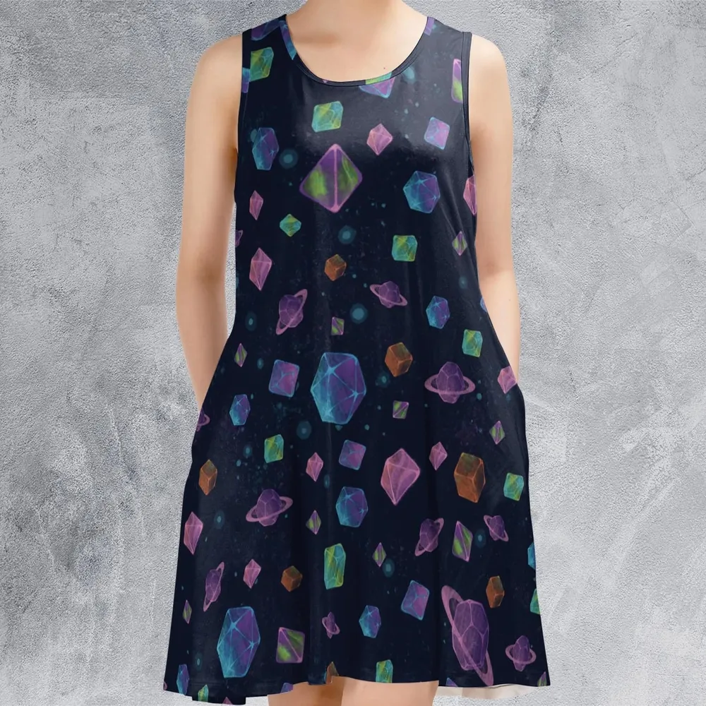 Galaxy Of Dices DnD Pattern Sleeveless Dress - 2
