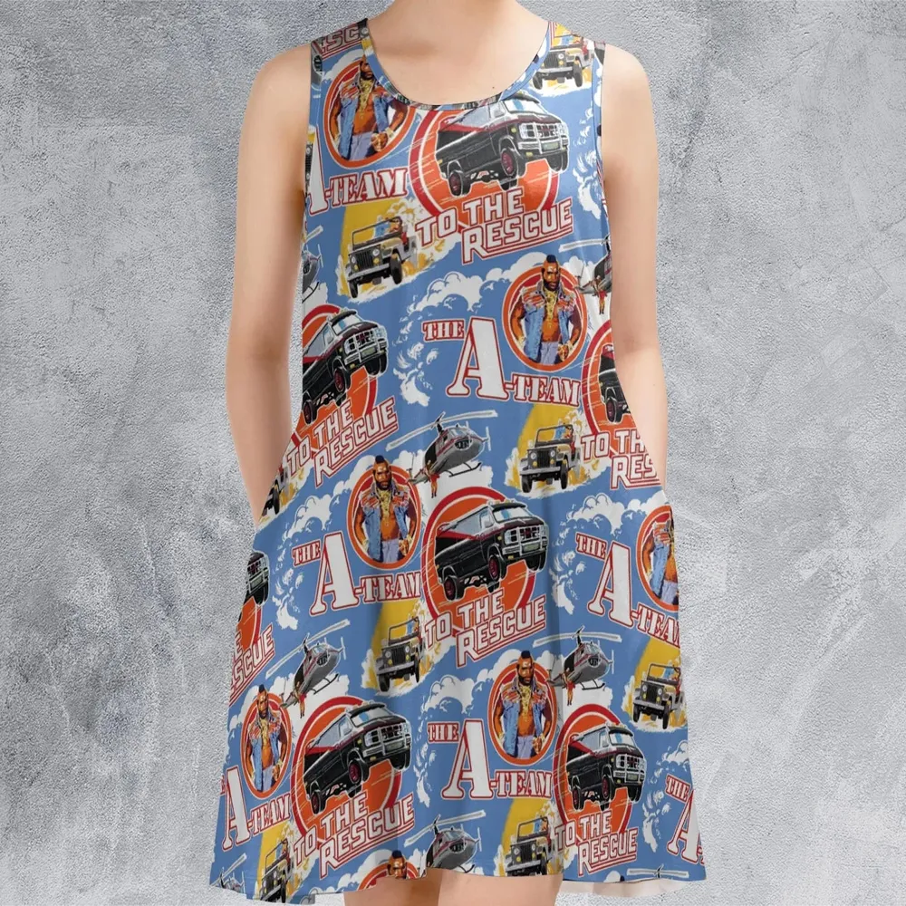 To The Rescue The A Team Pattern Sleeveless Dress - 2
