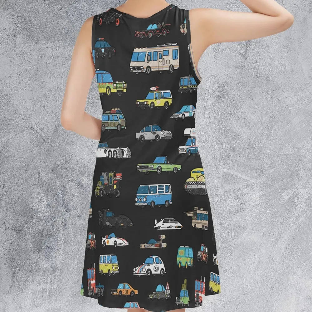 Movie Cars Pattern Sleeveless Dress - 3
