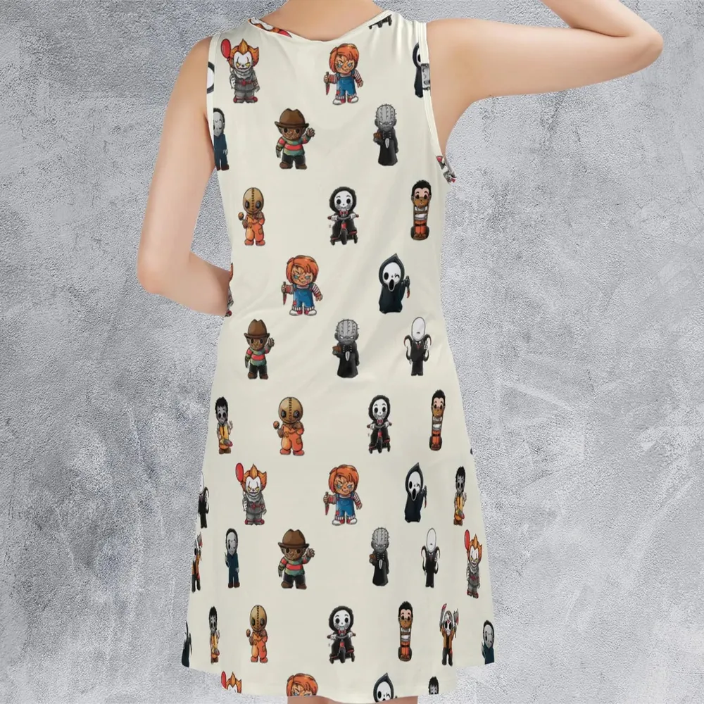 Horror Movies Characters Pattern Sleeveless Dress - 3