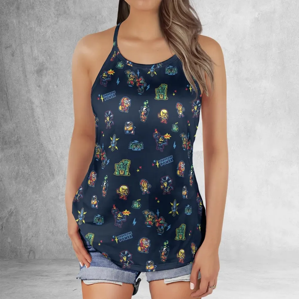 Masters Of The Universe Funny Pattern Criss Cross Tank Top - 2