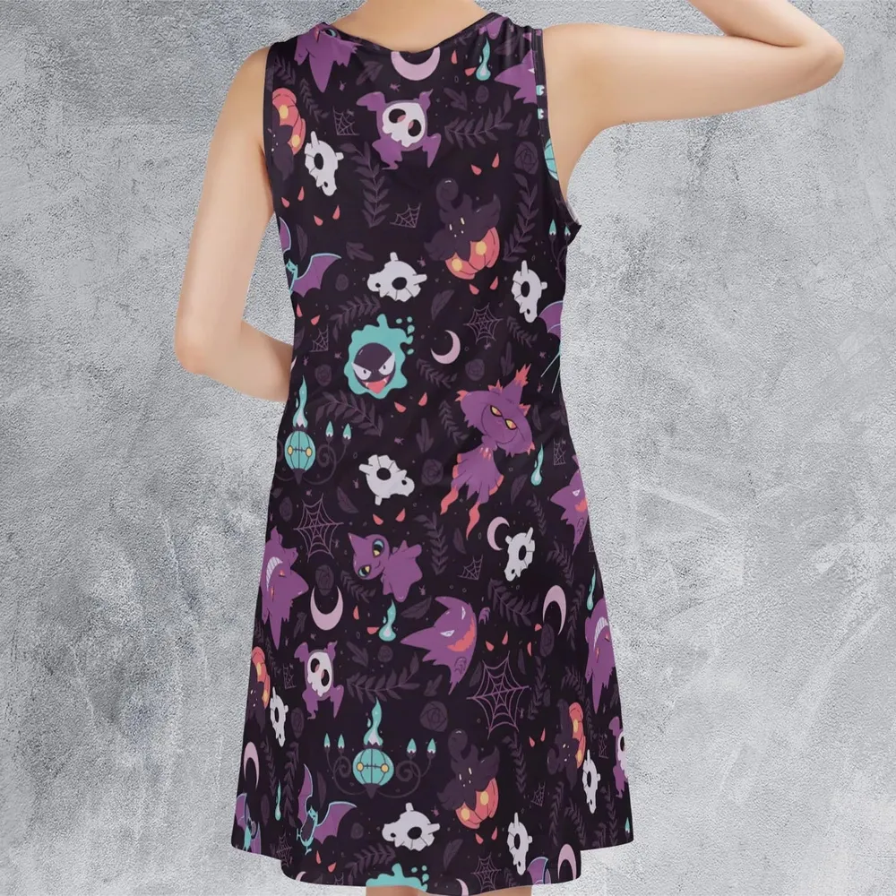 Lavender Town Pokemon Pattern Sleeveless Dress - 3