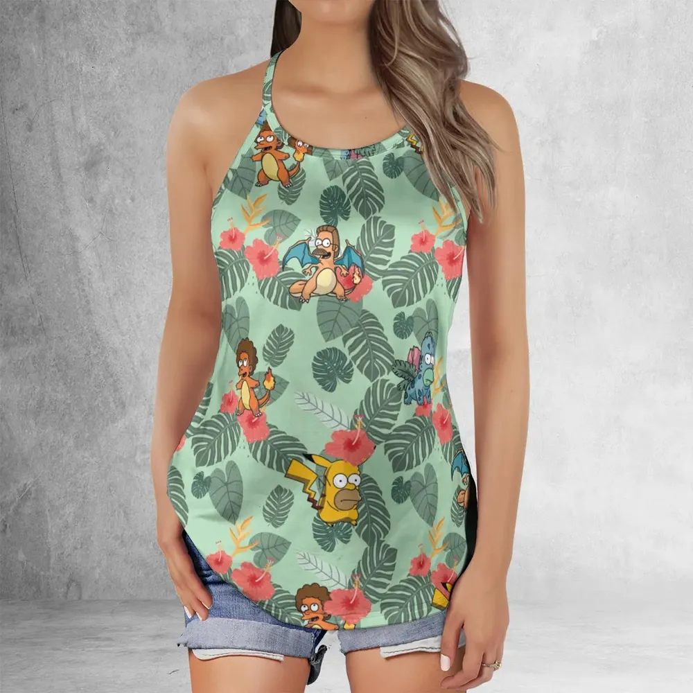 Simpsonmon The Simpsons Pokemon Mashup Criss Cross Tank Top - 2
