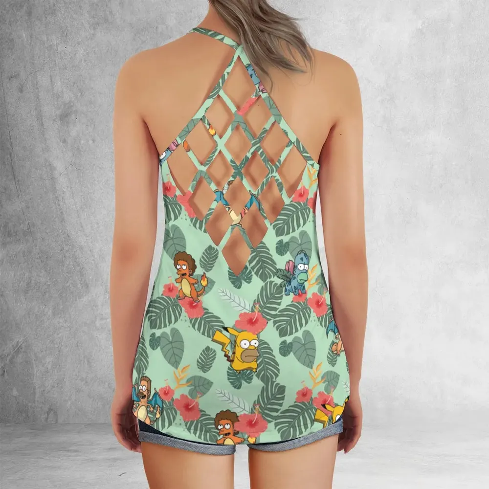 Simpsonmon The Simpsons Pokemon Mashup Criss Cross Tank Top - 3