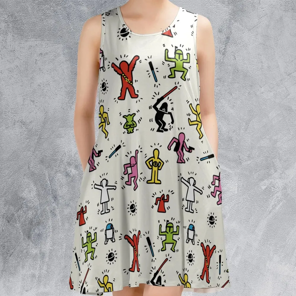 Pop Wars Star Wars Pop Art Pattern Sleeveless Dress - 2