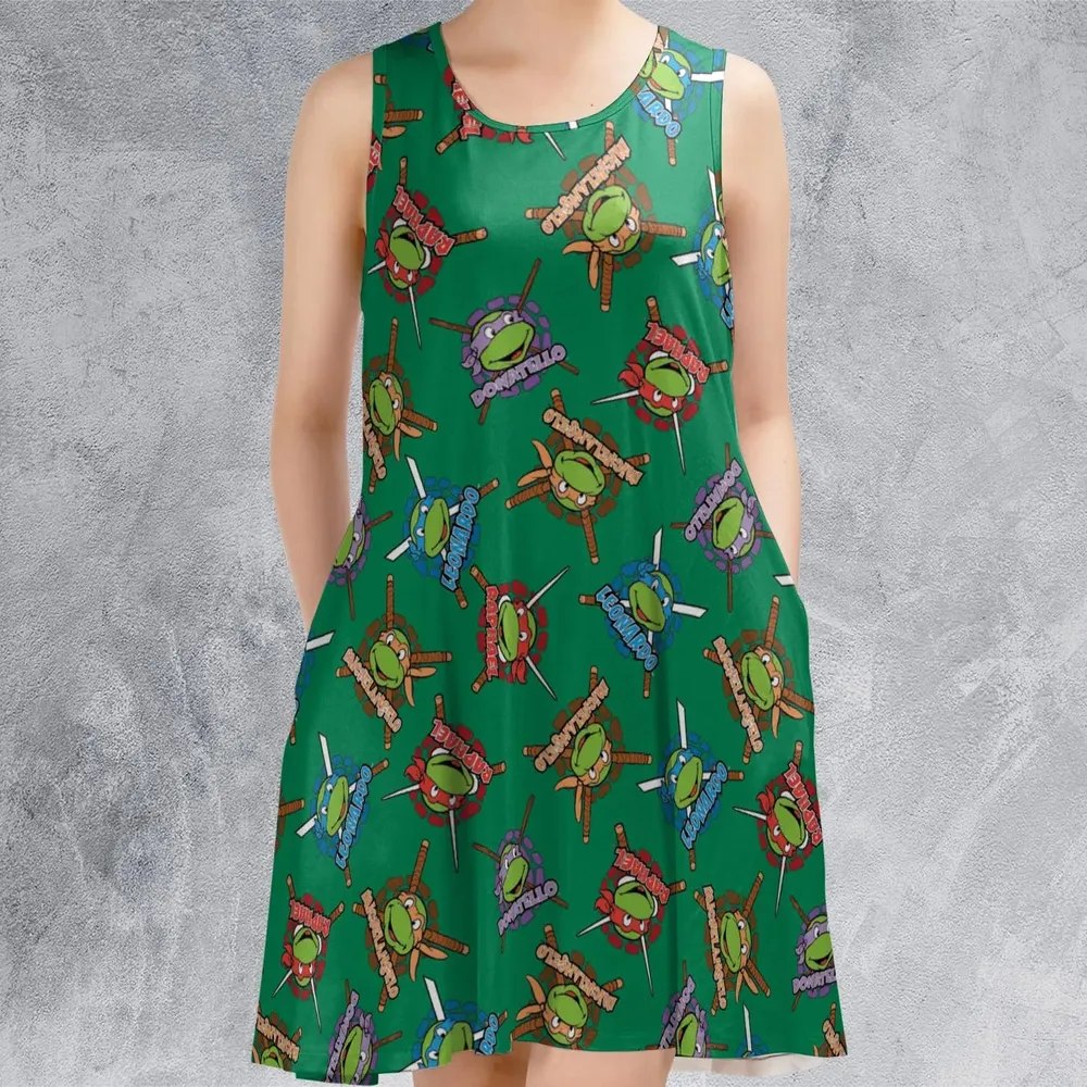 TMNT Characters Pattern Sleeveless Dress - 2