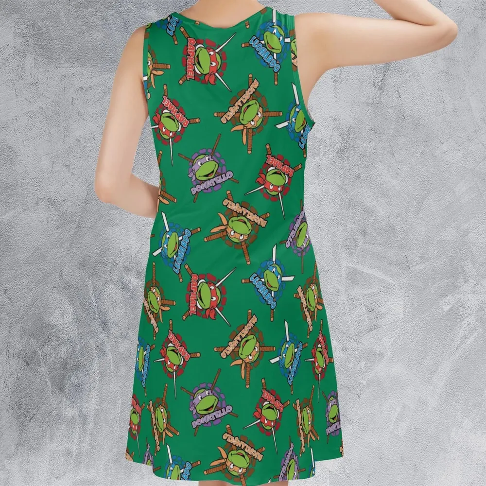 TMNT Characters Pattern Sleeveless Dress - 3
