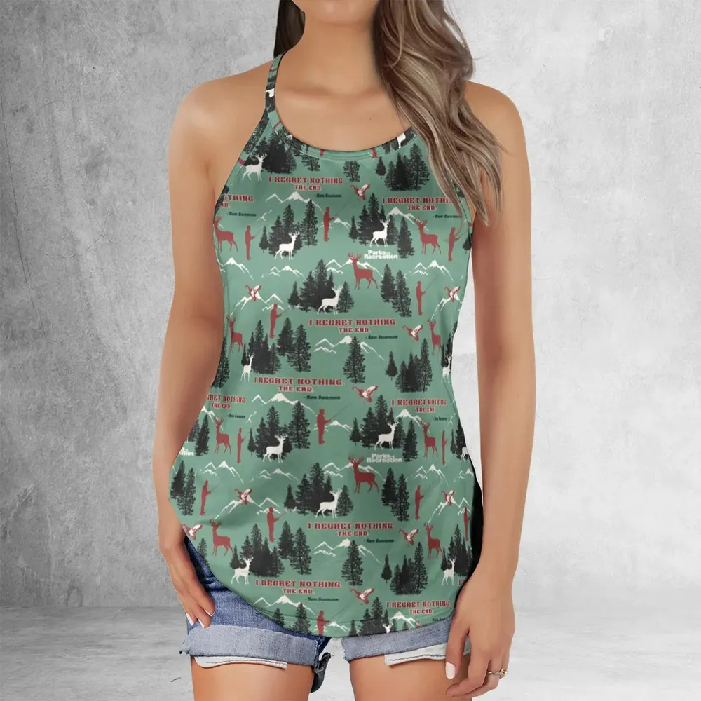 I Regret Nothing Park And Recreation Criss Cross Tank Top - 2