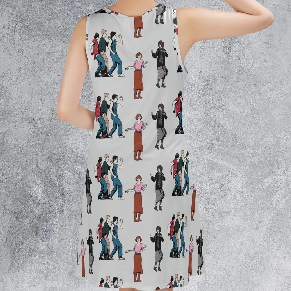The Breakfast Club Characters Pattern Sleeveless Dress - 3