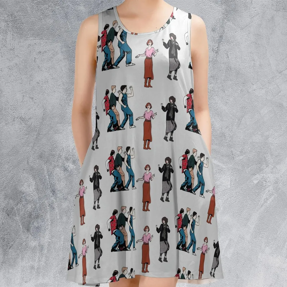 The Breakfast Club Characters Pattern Sleeveless Dress - 2