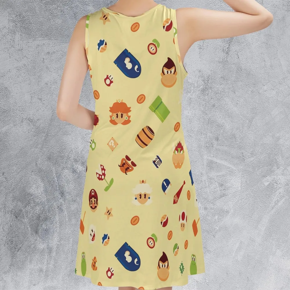 Mario and Friends Pattern Sleeveless Dress - 3