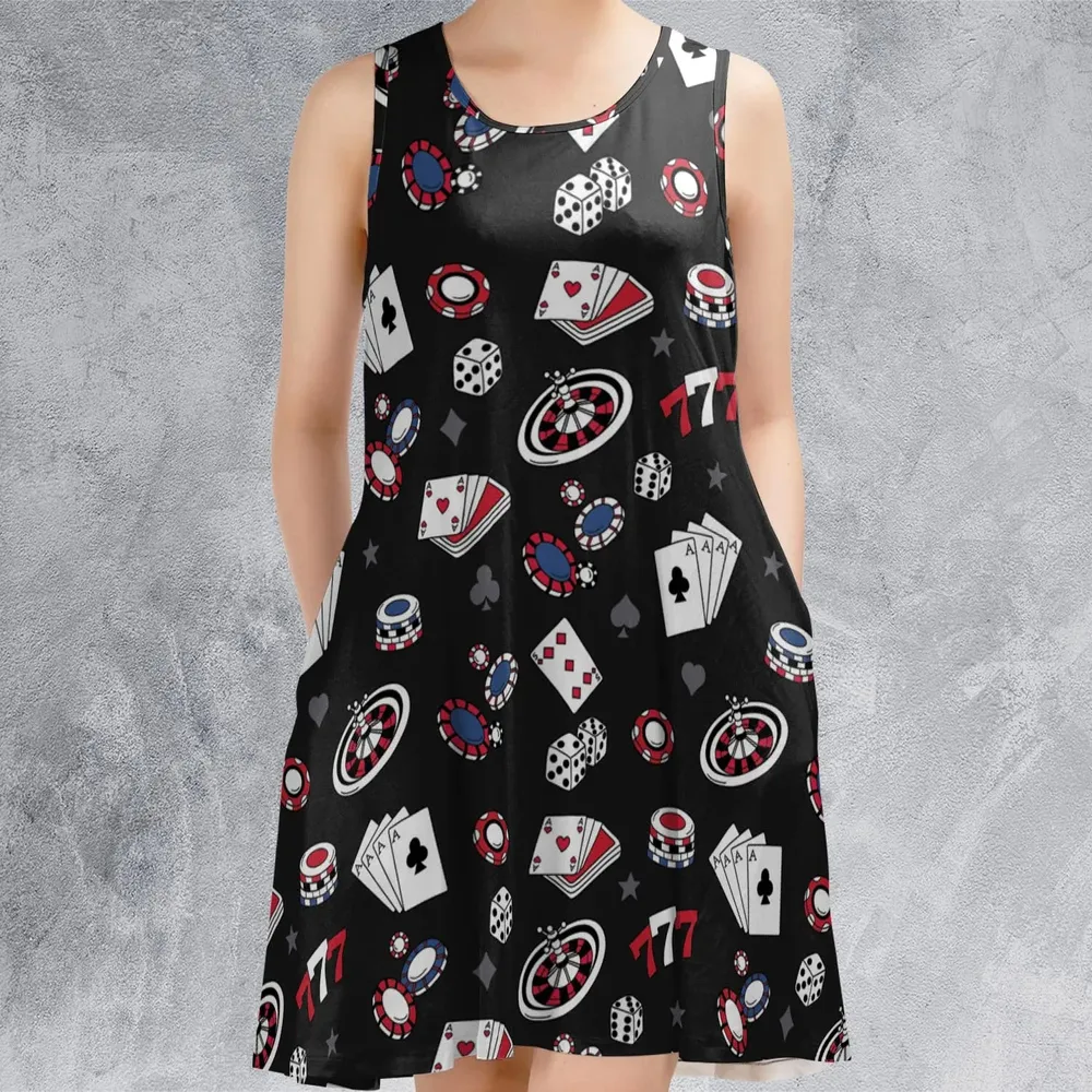 Vintage Poker Texas Hold’em Sleeveless Dress - 2