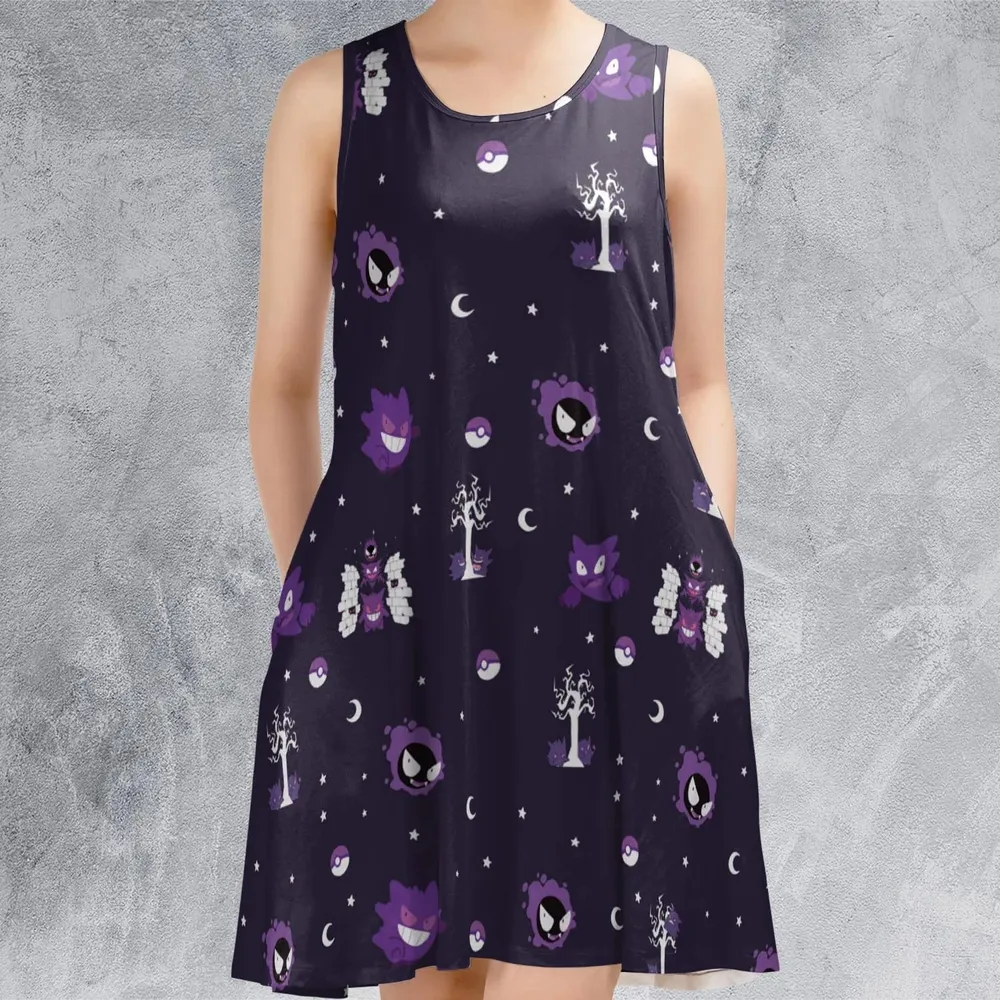 Gengar Pokemon Pattern Sleeveless Dress - 2