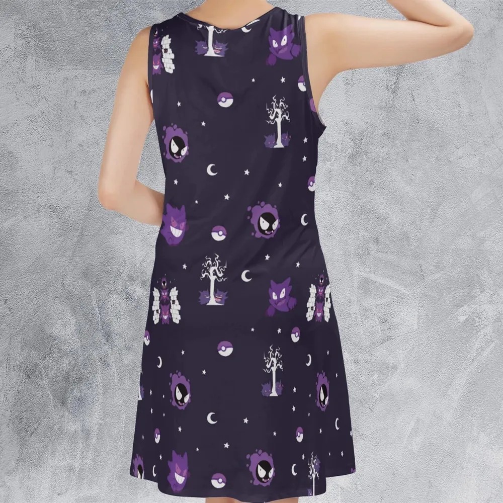Gengar Pokemon Pattern Sleeveless Dress - 3
