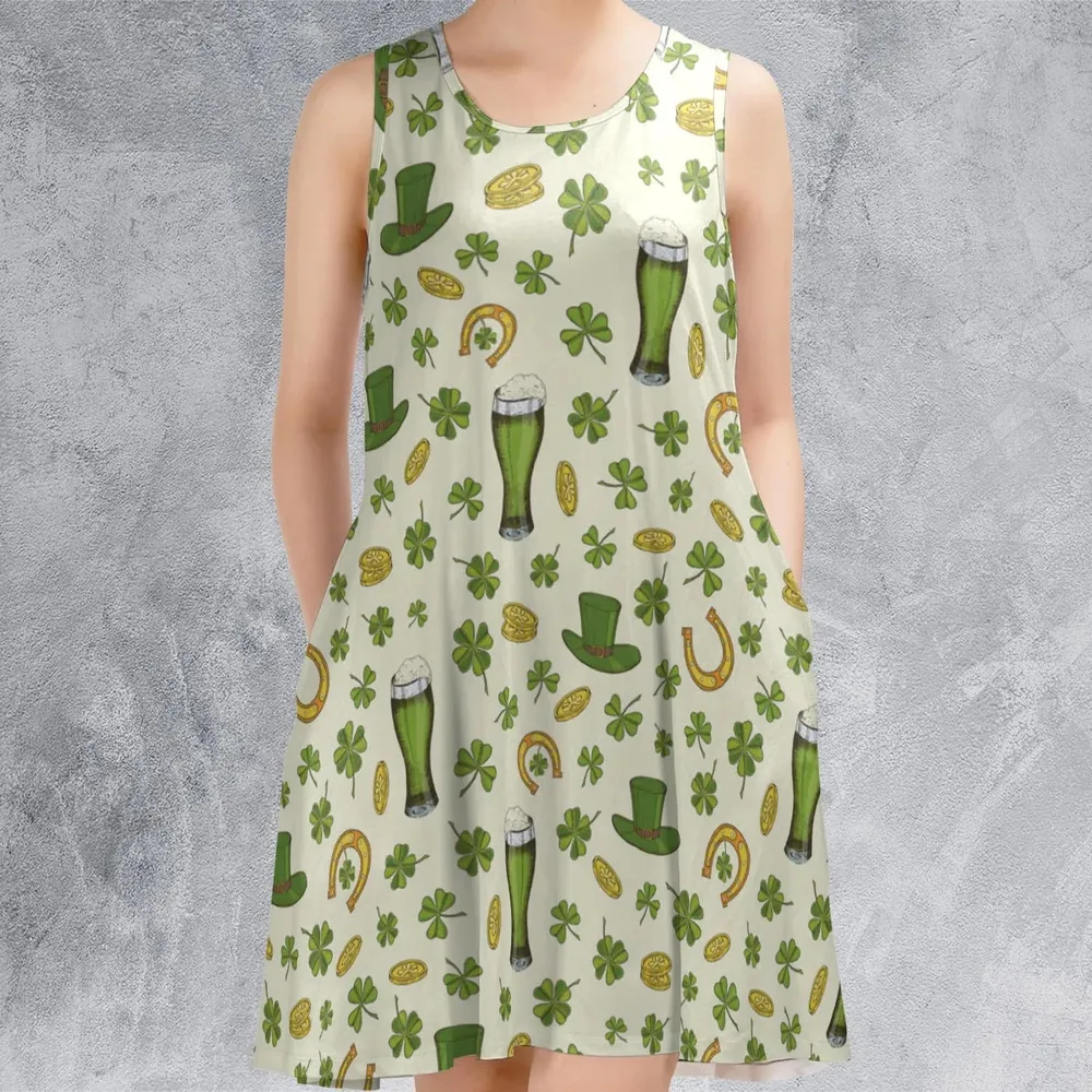 St.Patrick’s Day Pattern Sleeveless Dress - 2