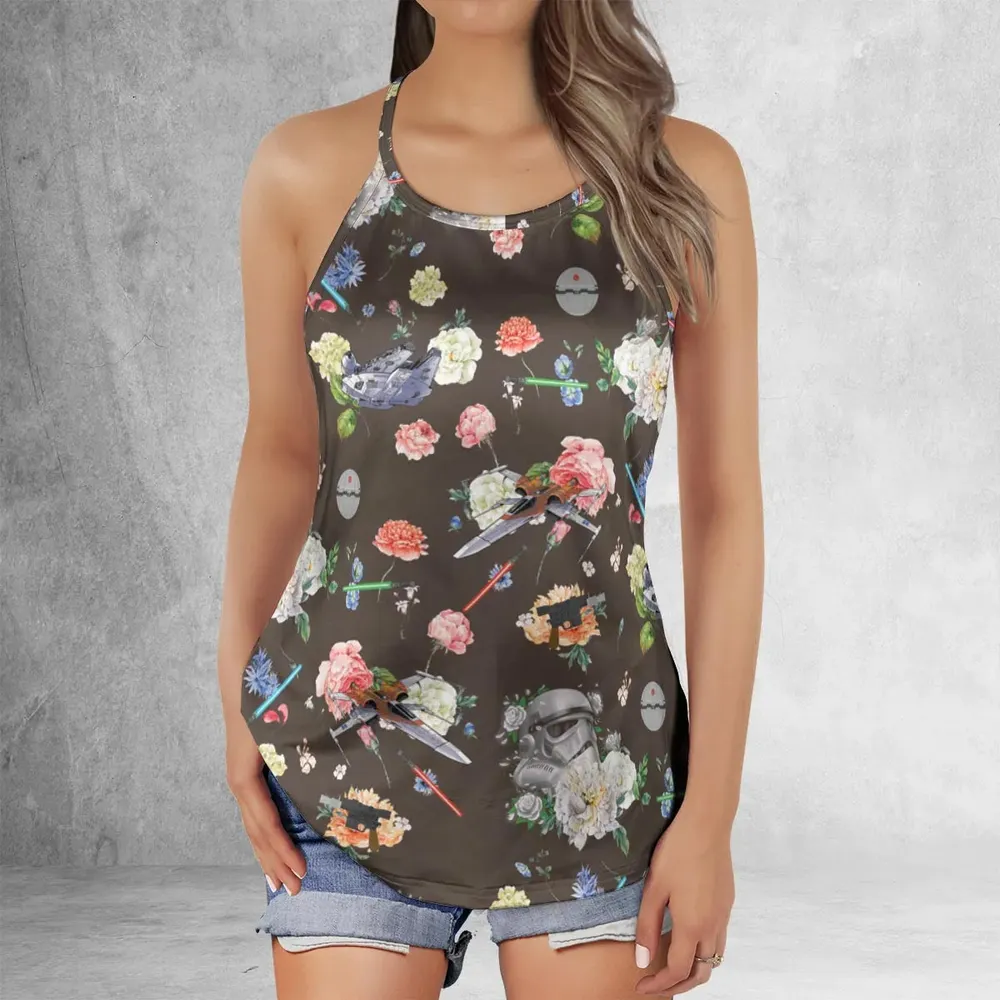 Stormtrooper Flower Vintage Pattern Criss Cross Tank Top - 2
